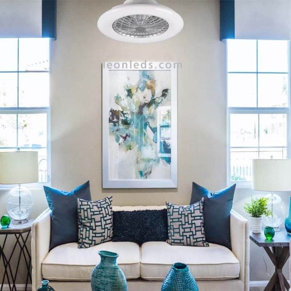 Ventilateur de plafond LED blanc Stralsund photo d'ambiance Trio R62522187 | Éclairage LeonLeds