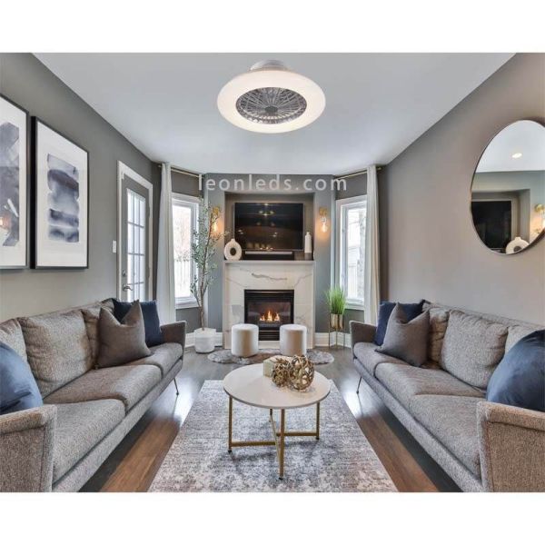 Plafón Ventilador LED con mando Visby foto de ambiente Trio Lighting | LeonLeds Iluminación