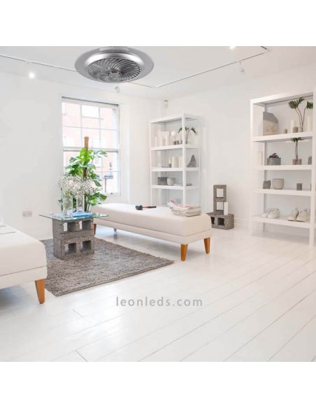 Ventilador Plafón LED Cromado Narvik foto de ambiente Trio Lighting | LeonLeds Iluminación