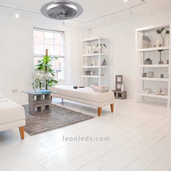 Ventilador Plafón LED Cromado Narvik foto de ambiente Trio Lighting | LeonLeds Iluminación