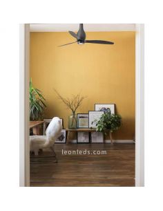 Ventilateur de plafond industriel Eterfan noir mat avec moteur à courant continu Faro Barcelona | leonleds 2