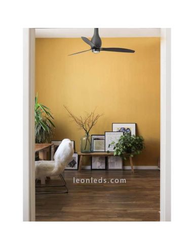 Ventilador de Techo Industrial Negro Mate Eterfan foto de ambiente Faro Barcelona | LeonLeds