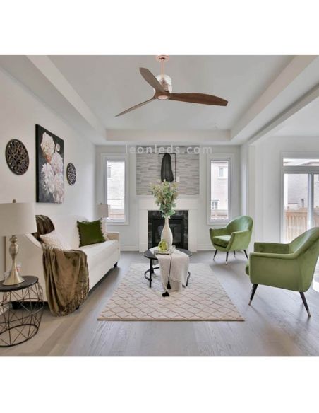 Ventilador de techo LED Madera y Cobre Deco Fan foto de ambiente 33399 | LeonLeds