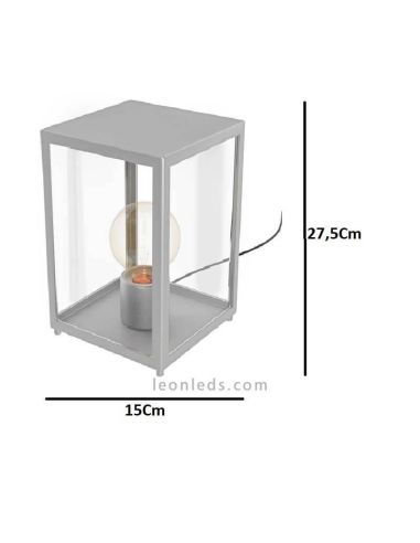 Lámpara de sobremesa exterior IP44 cromo mate serie Alamonte dimensiones marca Eglo Iluminación | LeonLeds Iluminación
