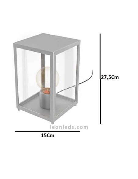 Lámpara de sobremesa exterior IP44 cromo mate serie Alamonte dimensiones marca Eglo Iluminación | LeonLeds Iluminación