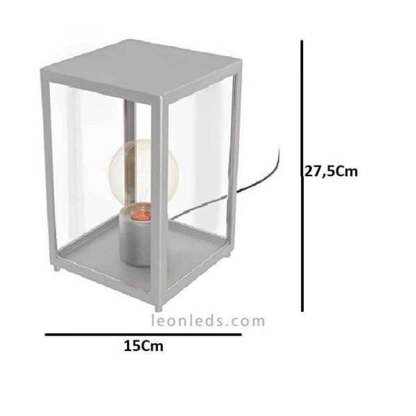 Lámpara de sobremesa exterior IP44 cromo mate serie Alamonte dimensiones marca Eglo Iluminación | LeonLeds Iluminación