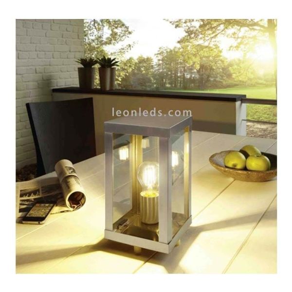 Lámpara de sobremesa exterior IP44 cromo mate Alamonte foto de ambiente Eglo Iluminación | LeonLeds Iluminación