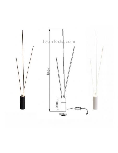 Candeeiro de pé 3 luzes LED branco Vertical série dimensões marca Mantra Iluminación | Leon Iluminação LED