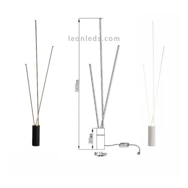 Lámpara de pie 3 luces LED blanco serie Vertical dimensiones marca Mantra Iluminación | LeonLeds Iluminación