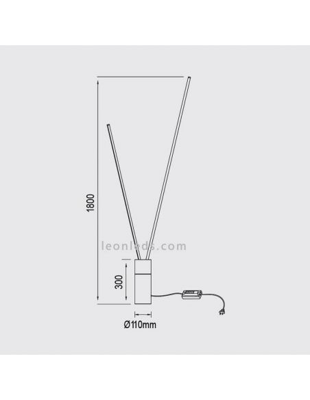 Lámpara de pie interior LED blanco serie Vertical dimensiones marca Mantra Iluminación | LeonLeds Iluminación