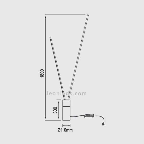 Lámpara de pie interior LED blanco serie Vertical dimensiones marca Mantra Iluminación | LeonLeds Iluminación