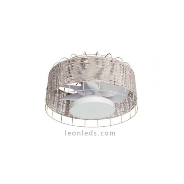 Ventilador de techo LED mimbre para interior blanco Mara MDC | LeonLeds Iluminación