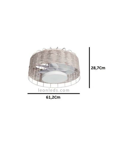 Ventilateur de plafond d'intérieur en osier LED blanc dimensions Mara MDC | Éclairage LeonLeds