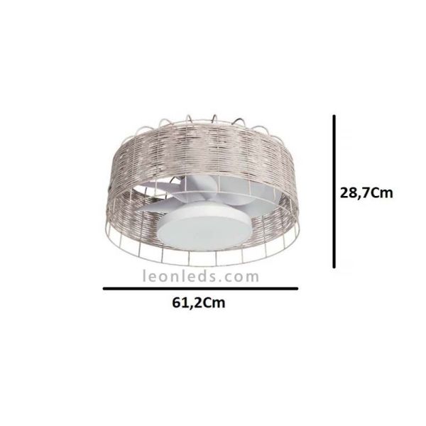 Ventilador de techo LED mimbre para interior blanco Mara dimensiones MDC | LeonLeds Iluminación