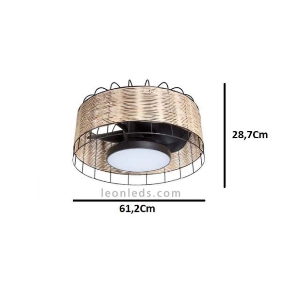 Ventilador de teto LED vime para áreas internas, preto Mara, dimensões, marca MDC | Leon Iluminação LED
