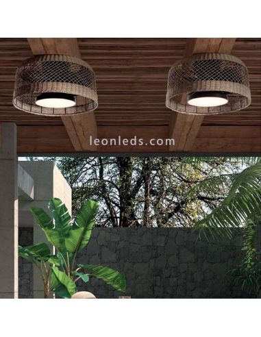 Ventilador de techo LED mimbre natural o blanco Ibiza 7 aspas de MDC