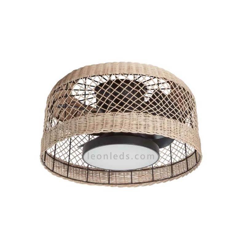 Ventilador de techo LED mimbre natural o blanco Ibiza 7 aspas de MDC