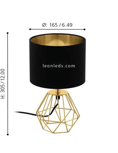 Candeeiro de mesa preto e dourado Carlton série 2 dimensões marca Eglo Iluminación | Iluminação Leonleds