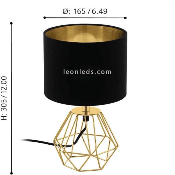 Lámpara de sobremesa color negra y dorara serie Carlton 2 dimensiones marca Eglo Iluminación | Leonleds Iluminación