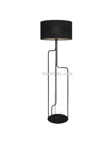 Luminária de pé preta de algodão Borneo tripé 1xE27 | LeónIluminação Leds | lâmpada moderna abstrata