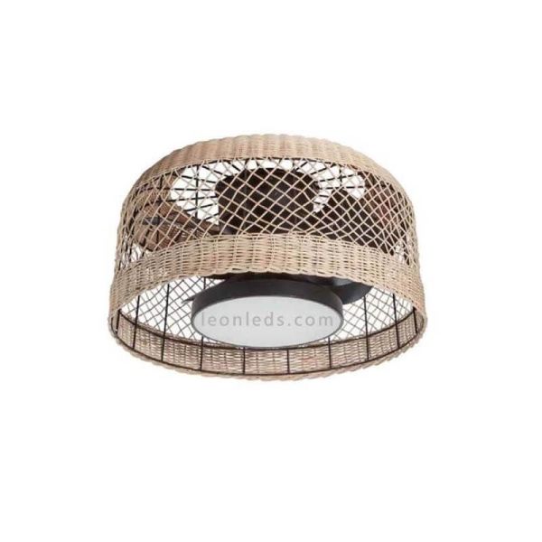 Ventilador de techo LED mimbre para interior natural Madeira MDC | LeonLeds Iluminación