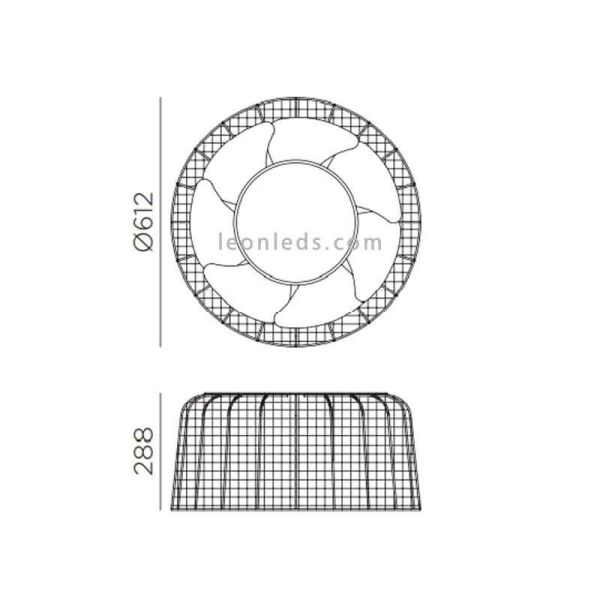 Dimensions Ventilateur de plafond intérieur en osier LED 2 finitions Madeira ambiente MDC | Éclairage LeonLeds