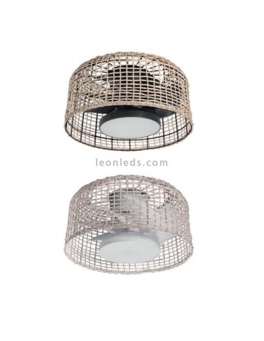 Ventilador de techo LED mimbre para interior 2 acabados Madeira MDC | LeonLeds Iluminación