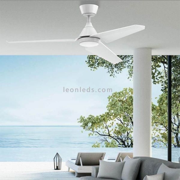 Ventilateur de plafond LED d'extérieur blanc mat Bora ACB Iluminación | Éclairage LeonLeds