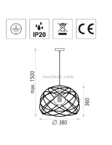 Lámpara moderna de techo de metal negro Bellona 1xE27 | LeónLeds Iluminación | Lámpara de salón medidas
