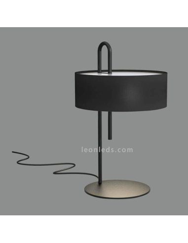 Candeeiro de mesa preto moderno Clip 1xE27 | LeónIluminação Leds | Candeeiro de algodão para mesa minimalista