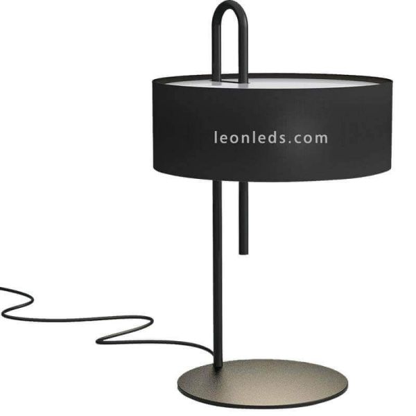Candeeiro de mesa preto moderno Clip 1xE27 | LeónIluminação Leds | Candeeiro de mesa de algodão