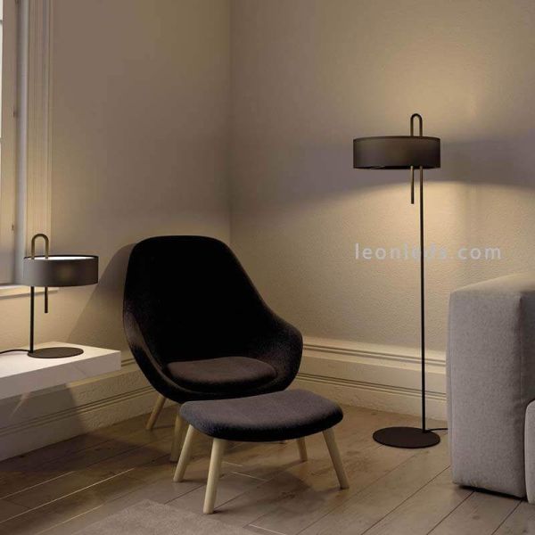 Candeeiro de mesa preto moderno Clip 1xE27 | LeónIluminação Leds | Candeeiro de algodão para mesa de estar