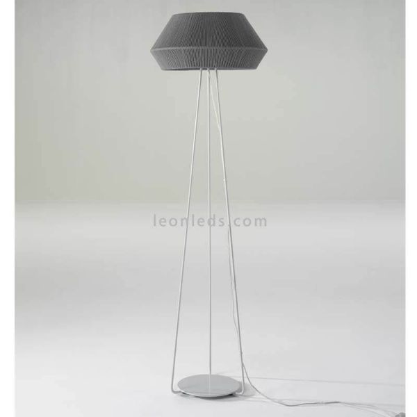 Lámpara de pie Banyo cuerda personalizable trípode blanco 1xE27 | LeónLeds Iluminación | Lámpara de cuerda