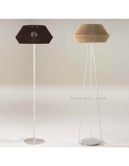 Lámpara de pie Banyo cuerda personalizable pie blanco 1xE27 | LeónLeds Iluminación | Lámpara para comedor