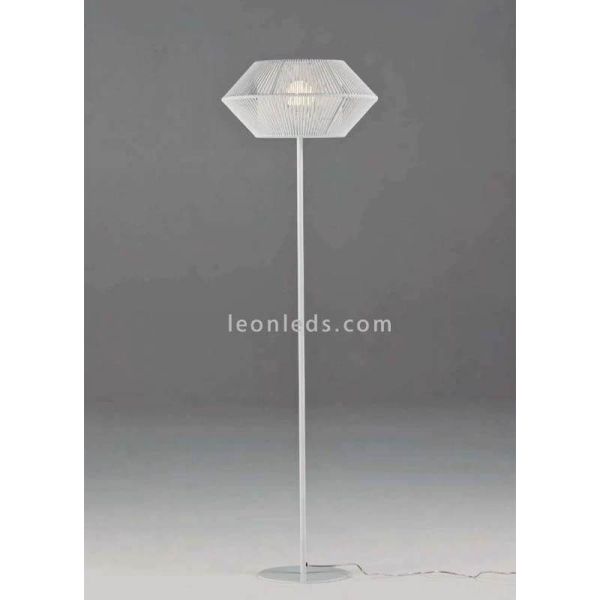 Lámpara de pie Banyo cuerda personalizable pie blanco 1xE27 | LeónLeds Iluminación | Lámpara para dormitorio