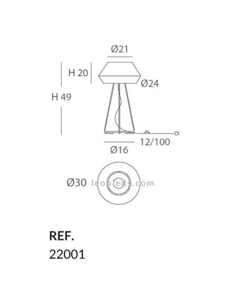 Lampe à poser Corde Banyo personnalisable trépied blanc 1xE27 | Éclairage LeónLeds | mesures
