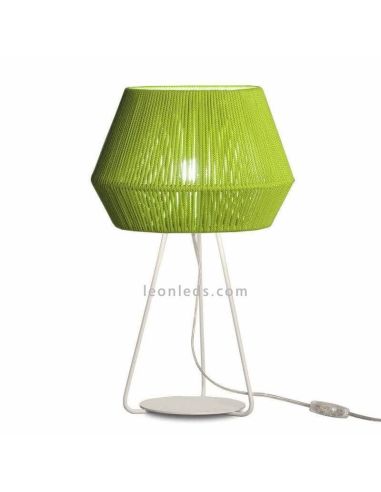 Candeeiro de mesa Banyo corda personalizável tripé branco 1xE27 | LeónIluminação Leds | verde