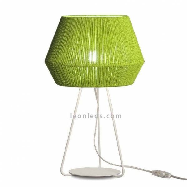 Lampe à poser Corde Banyo personnalisable trépied blanc 1xE27 | Éclairage LeónLeds | vert