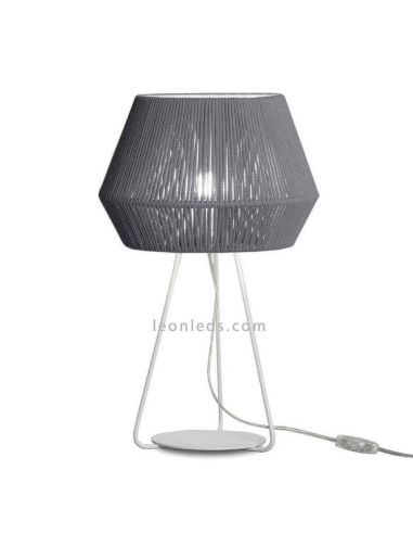 Lámpara de sobremesa Banyo cuerda personalizable trípode blanco 1xE27 | LeónLeds Iluminación | gris plata