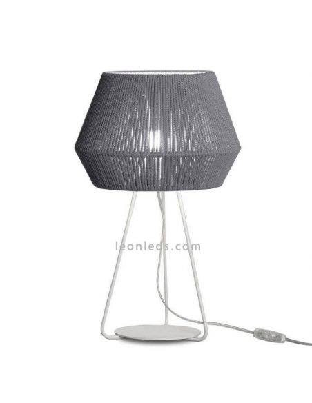 Lámpara de sobremesa Banyo cuerda personalizable trípode blanco 1xE27 | LeónLeds Iluminación | gris plata