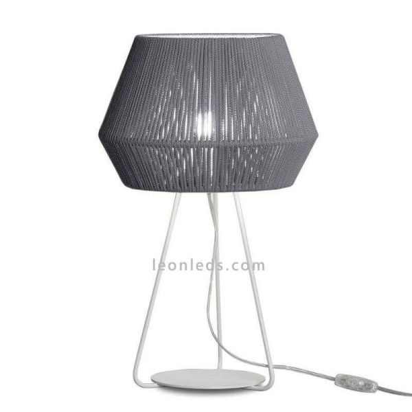 Lámpara de sobremesa Banyo cuerda personalizable trípode blanco 1xE27 | LeónLeds Iluminación | gris plata