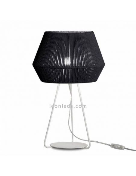 Lámpara de sobremesa Banyo cuerda personalizable trípode blanco 1xE27 | LeónLeds Iluminación |negra