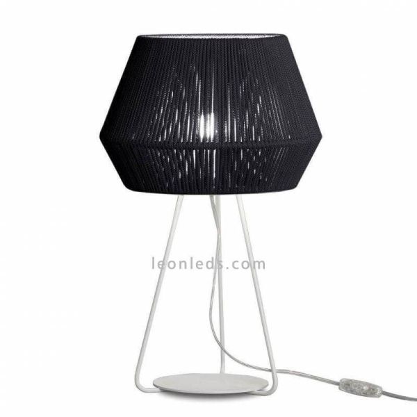 Lámpara de sobremesa Banyo cuerda personalizable trípode blanco 1xE27 | LeónLeds Iluminación |negra