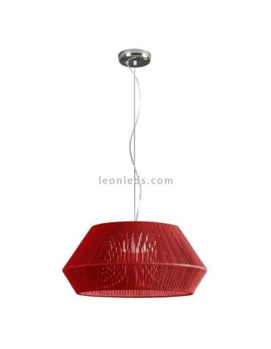 Lámpara colgante Banyo de cuerda personalizable 2xE27 | LeónLeds Iluminación lámpara techo roja