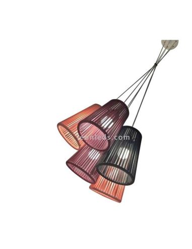 Luminária pendente de metal e corda personalizável Bouquet 36 Olé by FM | leonleds