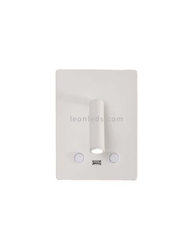 Aplique LED de pared con USB Manat blanco | Leónleds