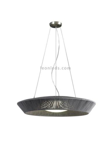 Luminária pendente circular em corda personalizável 75cm Banyo 3xE27 | LeónIluminação Leds | telhado cinza