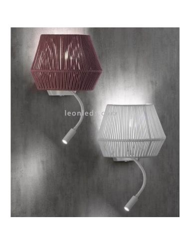 Aplique de pared con flexo LED y cuerda personalizable Banyo 1xE27 | LeónLeds Iluminación | lámpara de pared morada y blanca