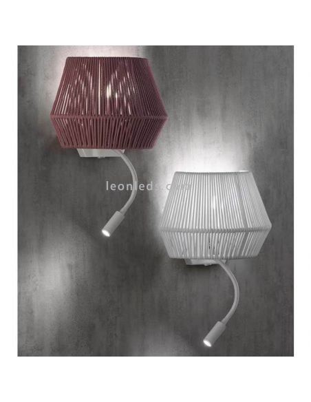 Aplique de pared con flexo LED y cuerda personalizable Banyo 1xE27 | LeónLeds Iluminación | lámpara de pared morada y blanca