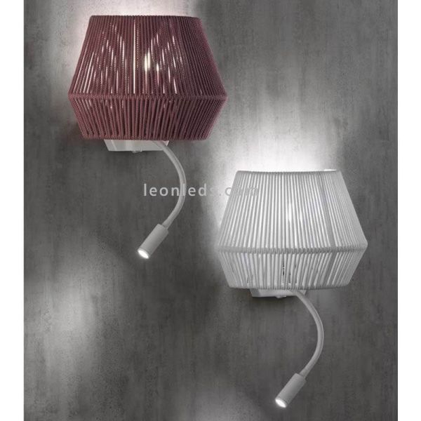 Applique murale col de cygne LED et corde personnalisable Banyo 1xE27 | Éclairage LeónLeds | applique violette et blanche